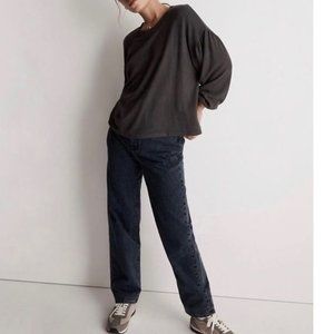 Madewell Dreamiest Knit Long-Sleeve Tee in Coal Gray Size XS